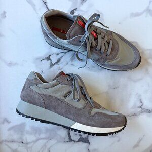 Prada Gray Nylon Suede Sneakers Size 37.5